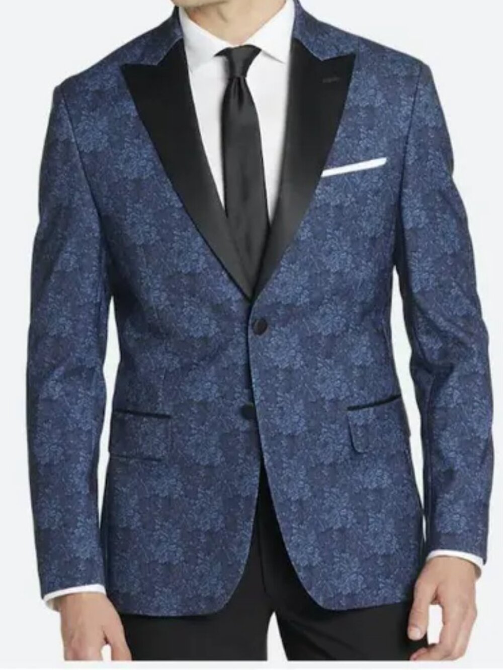 New Egara Slim Fit Peak Lapel Dinner Jacket in Blue Elegant Men's Formal